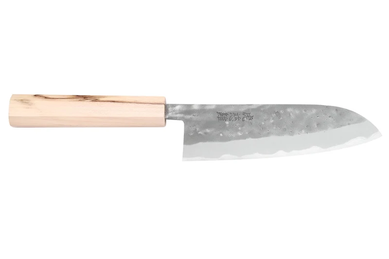 Couteau santoku japonais artisanal Wusaki Nakata Erable BS2 16,5cm manche érable