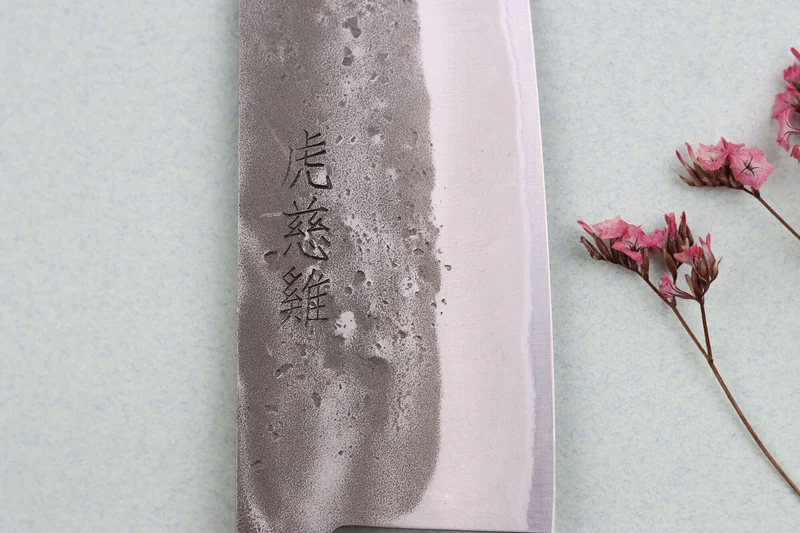 Couteau santoku japonais artisanal Wusaki Nakata Erable BS2 16,5cm manche érable