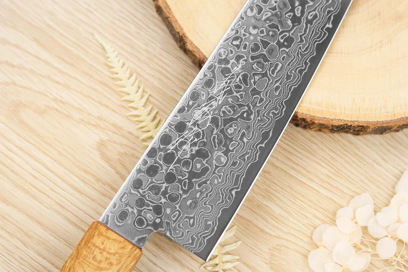 Couteau de chef japonais artisanal Yoshihiro ZAD lame damassée 21cm
