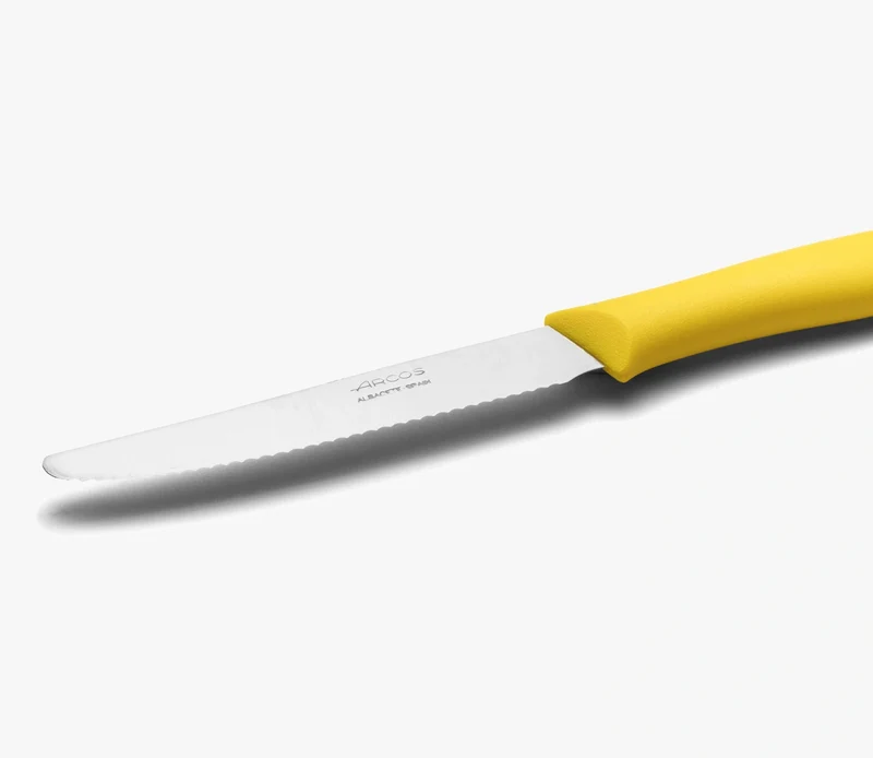 Cuchillo Mesa Color Amarillo Con Sierra Serie Nova 110 mm