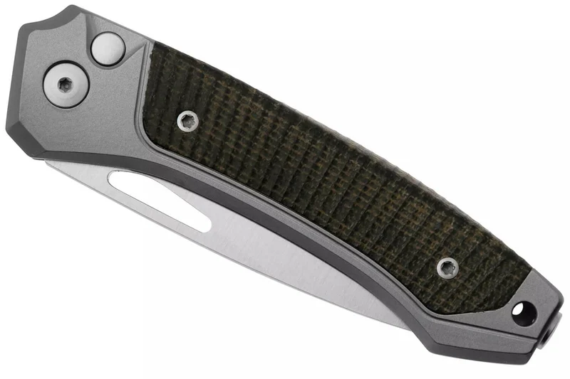 Couteau pliant LionSteel Twain TW-GYCVG manche 10,5cm en titanium gris et micarta vert