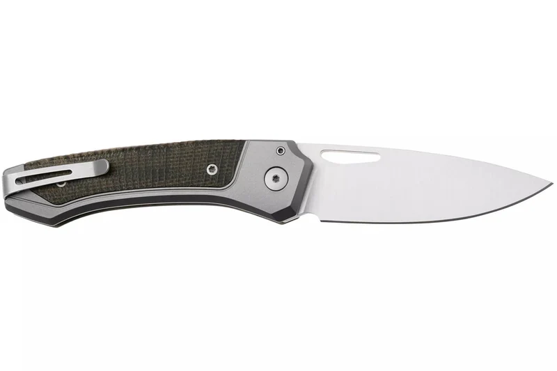 Couteau pliant LionSteel Twain TW-GYCVG manche 10,5cm en titanium gris et micarta vert