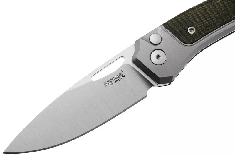 Couteau pliant LionSteel Twain TW-GYCVG manche 10,5cm en titanium gris et micarta vert