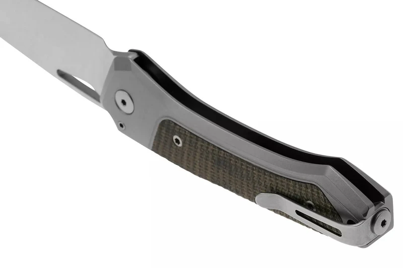 Couteau pliant LionSteel Twain TW-GYCVG manche 10,5cm en titanium gris et micarta vert