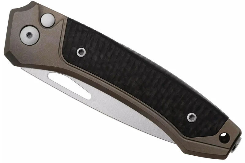 Couteau pliant LionSteel Twain TW-BRCF manche 10,5cm en titanium bronze et fibres de carbone