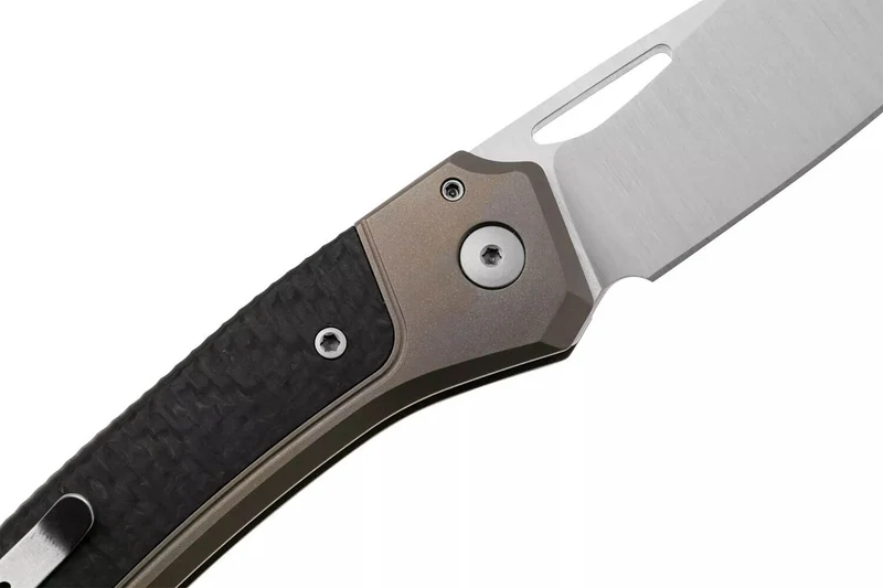 Couteau pliant LionSteel Twain TW-BRCF manche 10,5cm en titanium bronze et fibres de carbone