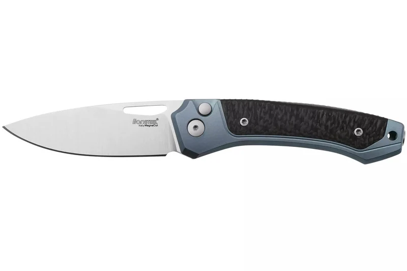 Couteau pliant LionSteel Twain TW-BLCF manche 10,5cm en titanium bleu et fibres de carbone