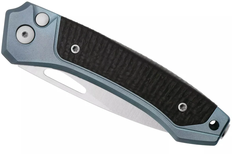 Couteau pliant LionSteel Twain TW-BLCF manche 10,5cm en titanium bleu et fibres de carbone