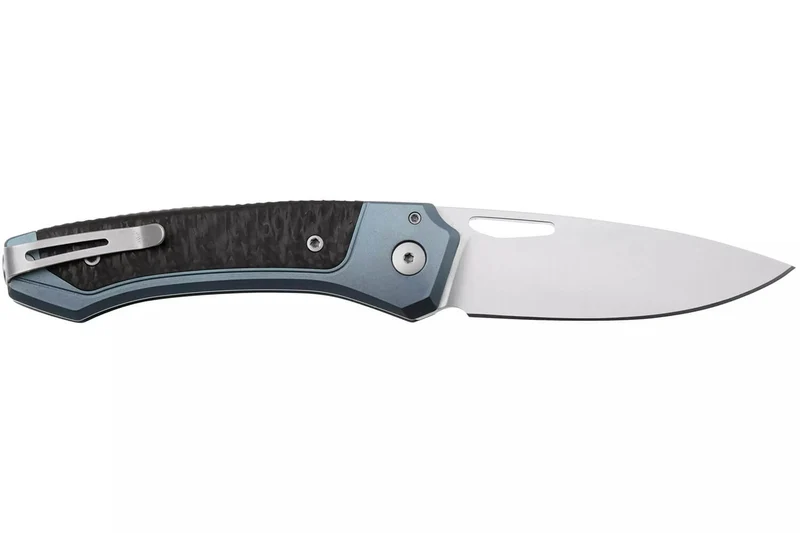 Couteau pliant LionSteel Twain TW-BLCF manche 10,5cm en titanium bleu et fibres de carbone