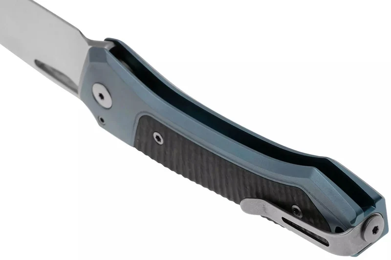 Couteau pliant LionSteel Twain TW-BLCF manche 10,5cm en titanium bleu et fibres de carbone