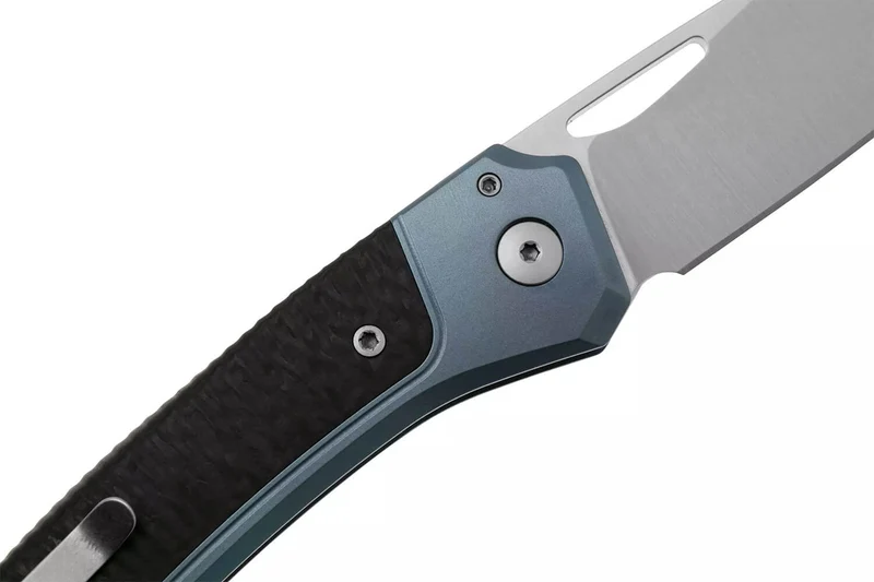 Couteau pliant LionSteel Twain TW-BLCF manche 10,5cm en titanium bleu et fibres de carbone