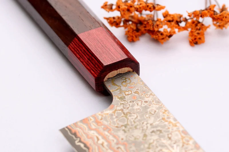 Couteau de chef 21cm japonais artisanal Takeshi Saji VG10 Rainbow Nashiji
