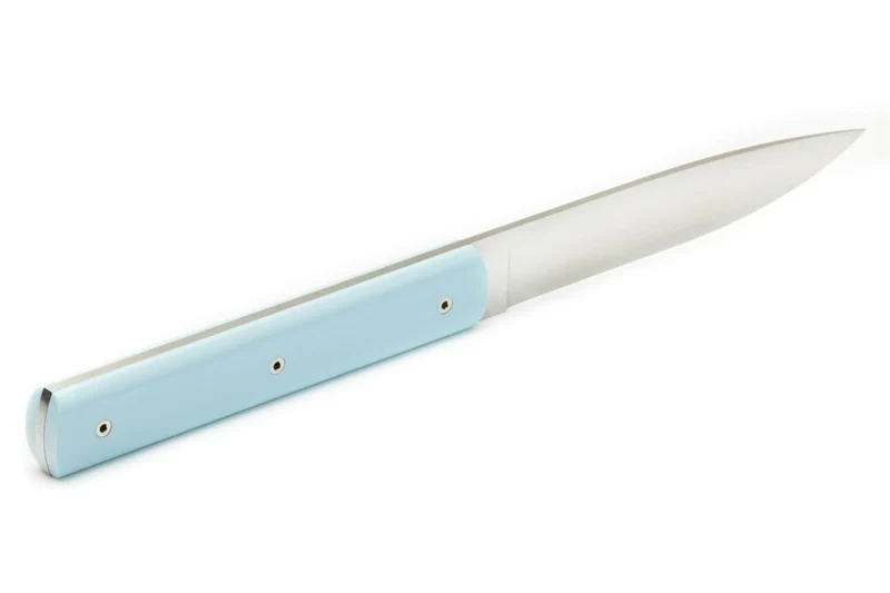 Coffret de 6 couteaux de table faits mains Perceval 9.47 bleu ciel