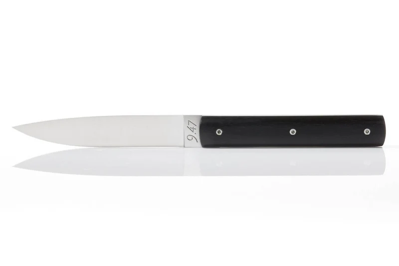 Coffret de 6 couteaux de table faits mains Perceval 9.47 en ébène du Gabon