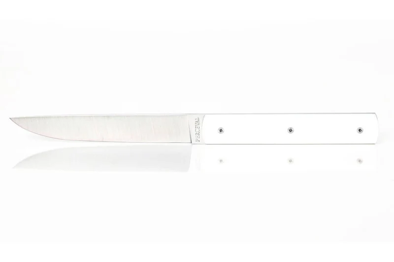 Coffret de 6 couteaux de table faits mains Perceval 888 blanc