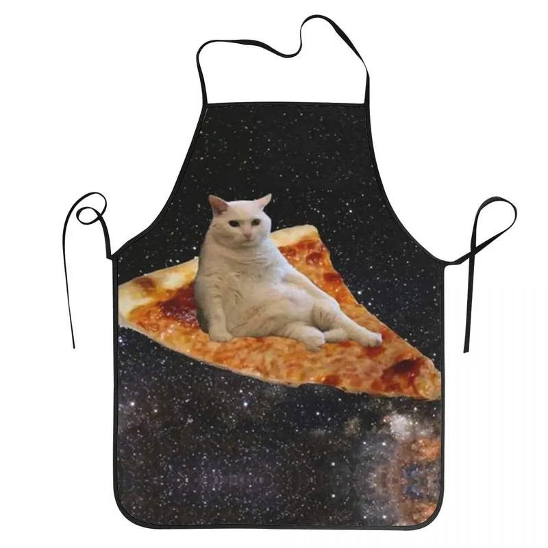 Tablier de cuisine unisexe pour adulte avec motif Space Cat Pizza Meme