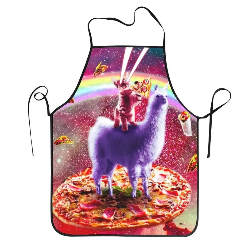 Tablier de cuisine Unisex Space Pizza Cat Meme pour Chefs - Drôle et original!