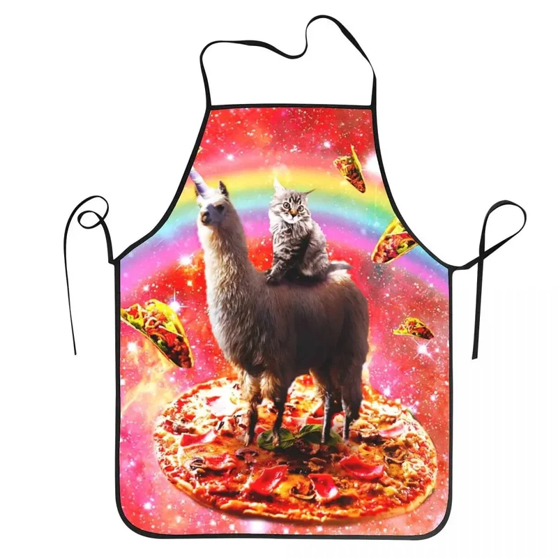 Tablier de cuisine Unisex Space Pizza Cat Meme pour Chefs - Drôle et original!