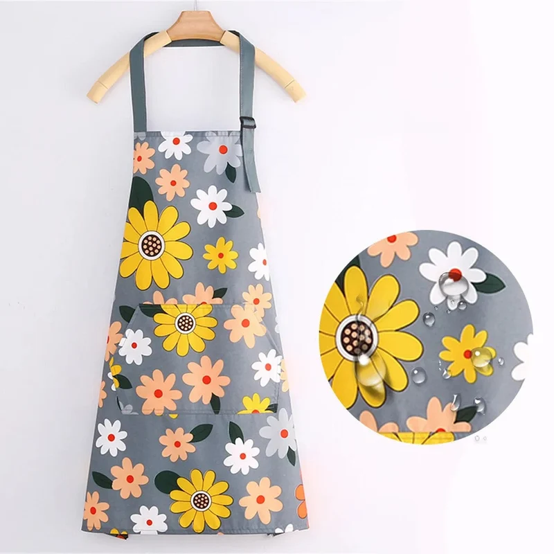 Tablier de cuisine en toile de coton imperméable - Motifs Fleurs ou Chats