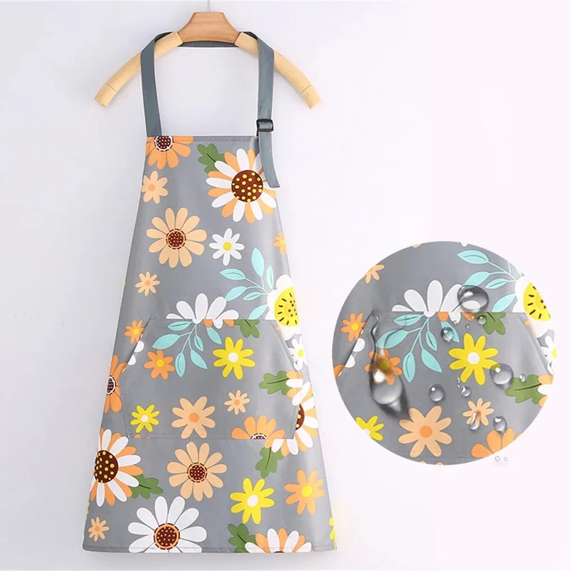 Tablier de cuisine en toile de coton imperméable - Motifs Fleurs ou Chats