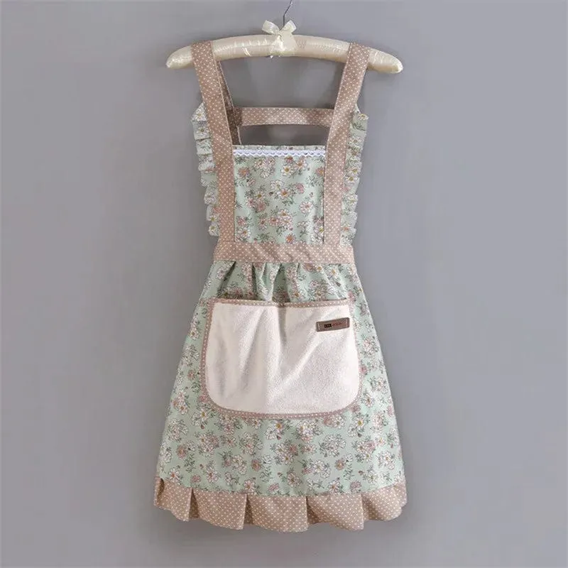 Tablier de cuisine vintage en coton vert rétro années 50