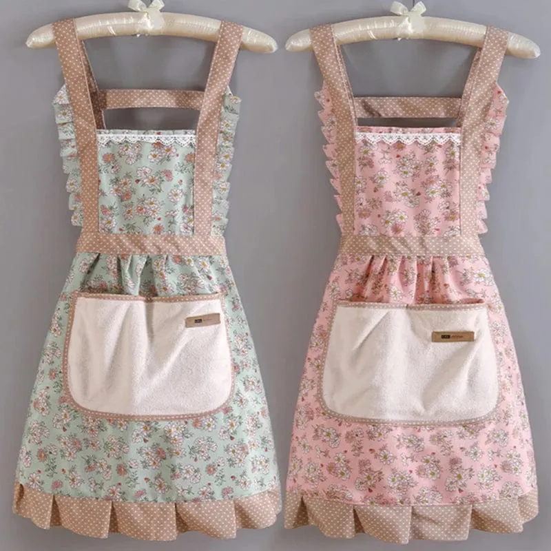 Tablier de cuisine vintage rétro années 50 traditionnel, bleu 100% coton
