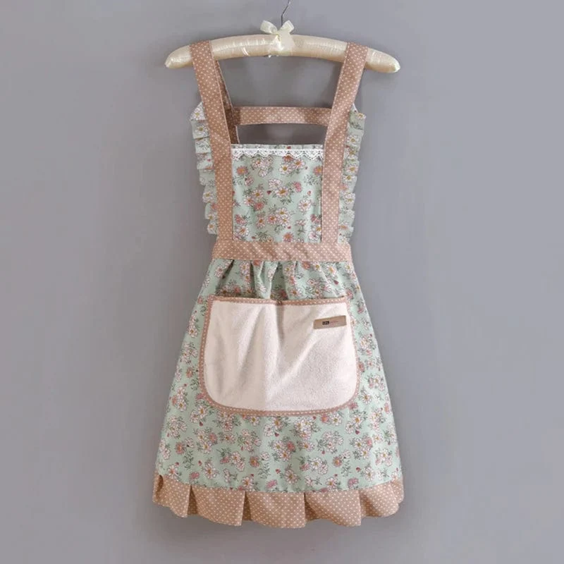 Tablier de cuisine vintage rétro années 50 traditionnel, bleu 100% coton
