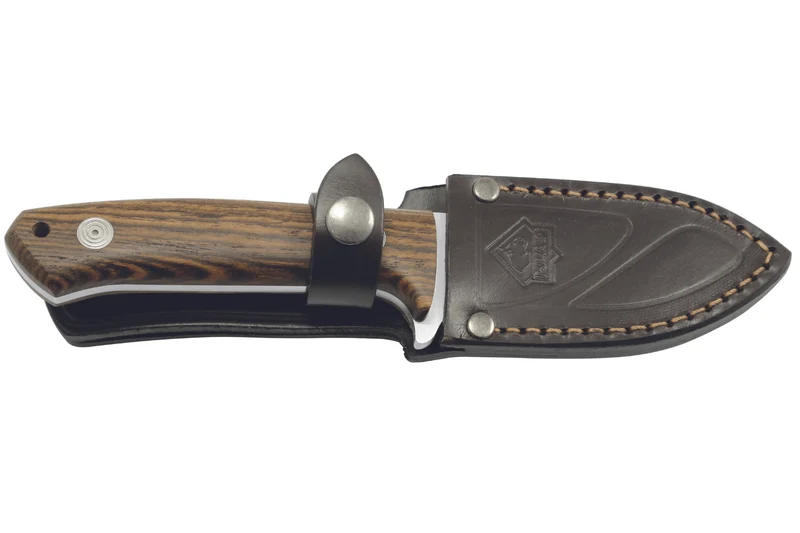 Couteau Puma IP Pollux II Oak 307609 lame 9cm manche bois de bocote + étui en cuir
