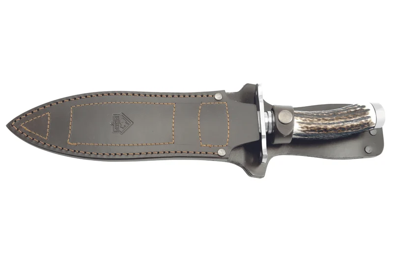Couteau Puma IP Catcher II Stag 312723 lame 23,3cm manche bois de cerf + étui en cuir