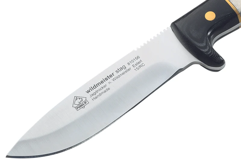 Couteau Puma IP Wildmeister Stag 366212 lame 11,8cm manche bois de cerf/micarta + étui en cuir