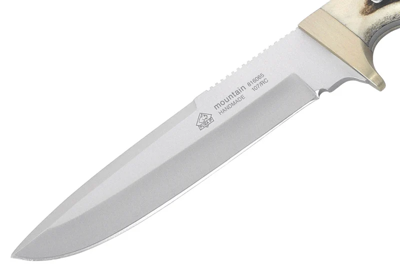 Couteau Puma IP Mountain 320114 lame 14,5cm manche bois de cerf + étui en cuir