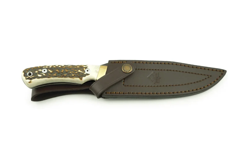 Couteau Puma IP Mountain 320114 lame 14,5cm manche bois de cerf + étui en cuir