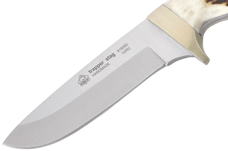 Couteau Puma IP Trapper Stag 309410 lame 11cm manche bois de cerf + étui en cuir