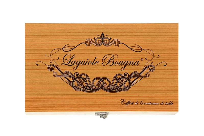 Coffret cadeau de 6 couteaux de table Laguiole Bougna manches en inox
