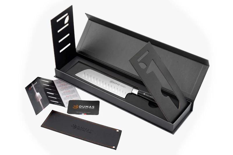 Couteau santoku alvéolé 18cm 32 Dumas Signature manche en micarta