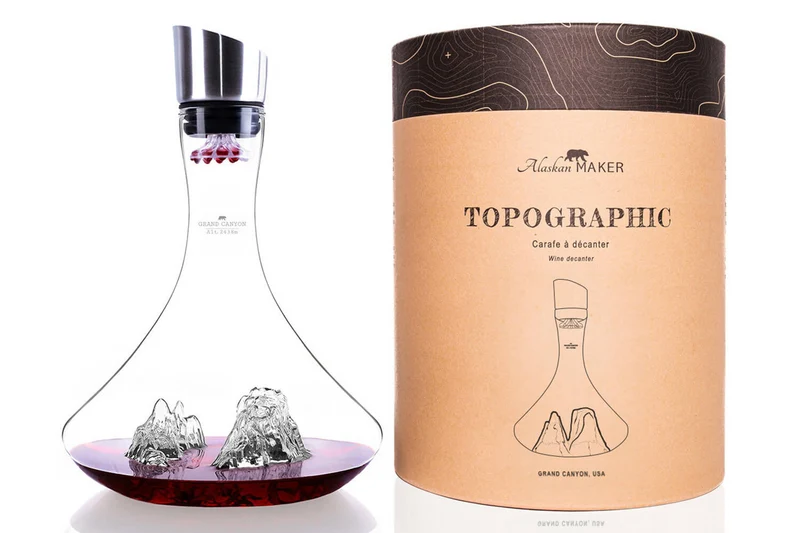 Carafe à vin Alaskan Maker Topographic Grand Canyon en verre cristallin