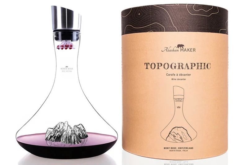 Carafe à vin Alaskan Maker Topographic Mont Rosa en verre cristallin