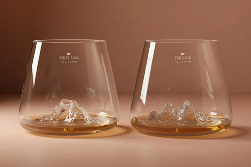 Set de 2 verres à spiritueux Alaskan Maker Topographic Tre Cime & Mont Rosa en verre cristallin