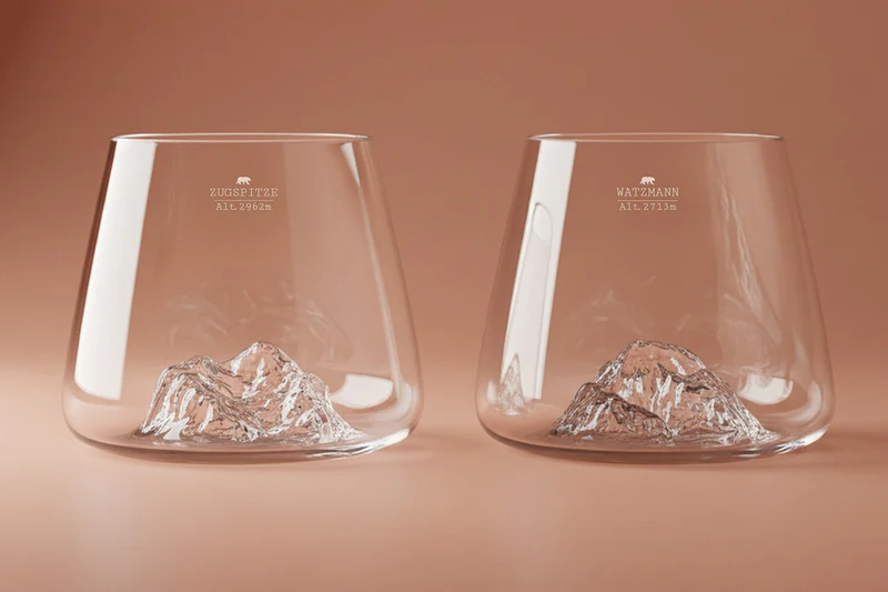Set de 2 verres à spiritueux Alaskan Maker Topographic Zugspitze & Watzmann en verre cristallin