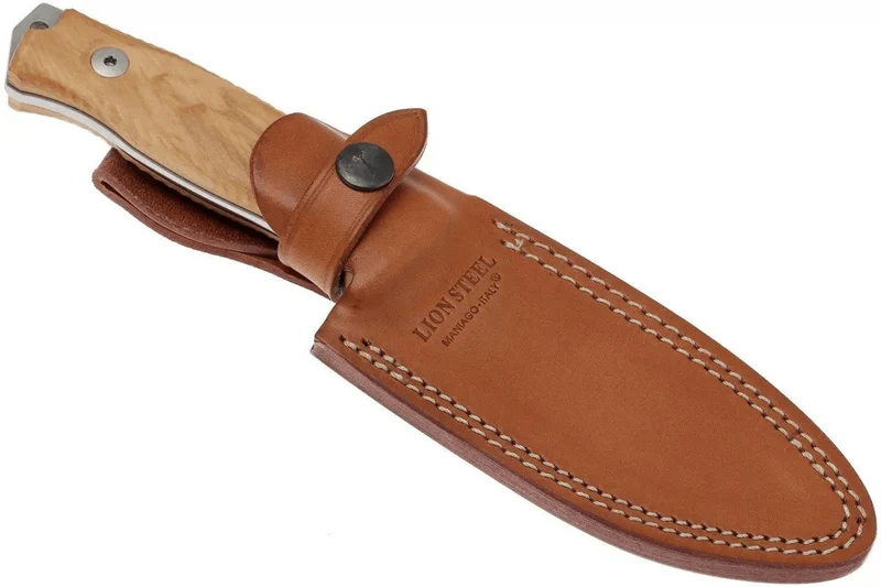 Couteau LionSteel M5.UL lame 11,5cm manche en bois d'olivier + étui en cuir