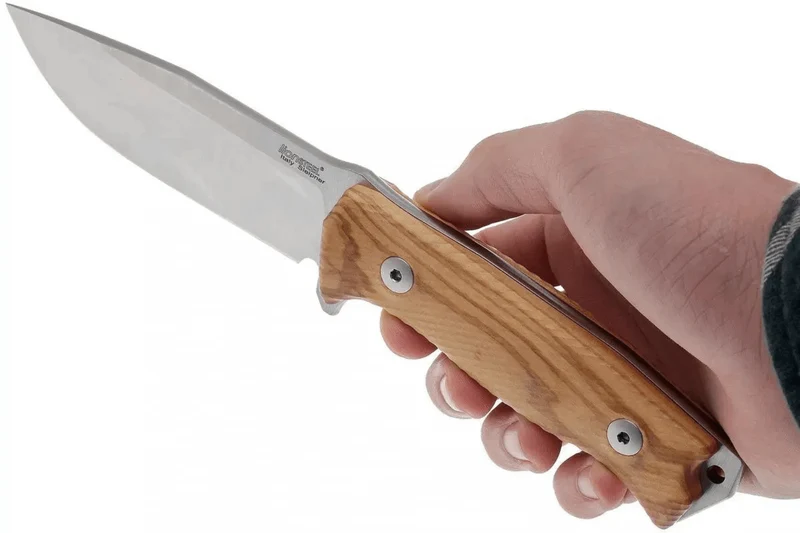 Couteau LionSteel M5.UL lame 11,5cm manche en bois d'olivier + étui en cuir