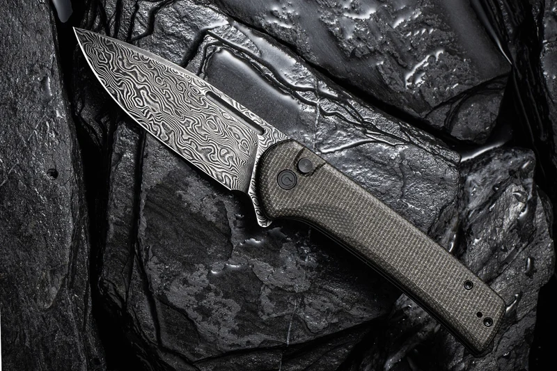 Couteau pliant CIVIVI Conspirator C21006DS1 lame Damas manche Micarta noir et vert 11,7cm