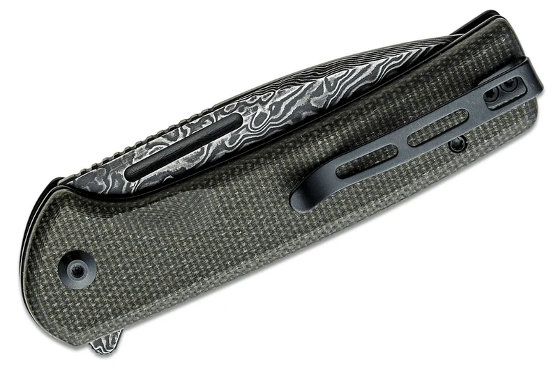 Couteau pliant CIVIVI Conspirator C21006DS1 lame Damas manche Micarta noir et vert 11,7cm