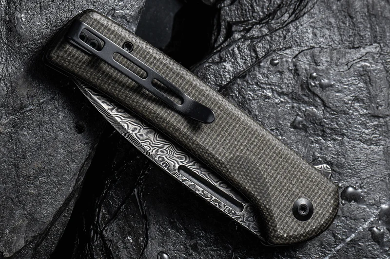 Couteau pliant CIVIVI Conspirator C21006DS1 lame Damas manche Micarta noir et vert 11,7cm
