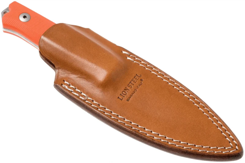 Couteau LionSteel B40.GOR lame 10,3cm manche en G10 orange + étui en cuir