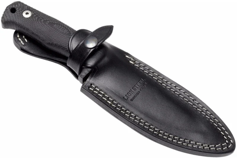 Couteau LionSteel T5.MI lame 12,8cm manche en micarta noir + étui en cuir