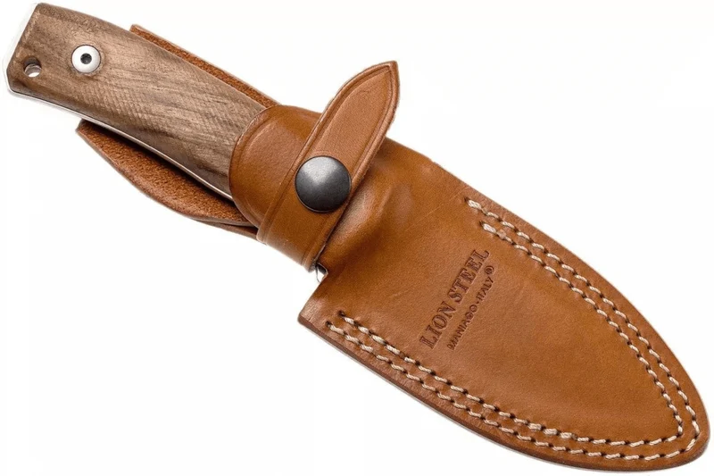 Couteau LionSteel M4.WN lame 9,5cm manche en bois de noyer + étui en cuir