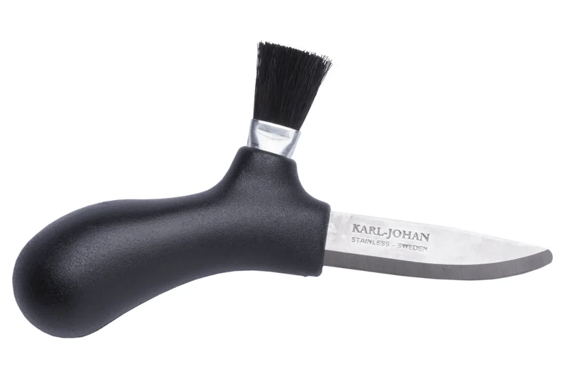 Couteau à champignons Mora Karl-Johan 10906 lame inox 6,2cm manche polypropylène noir + étui