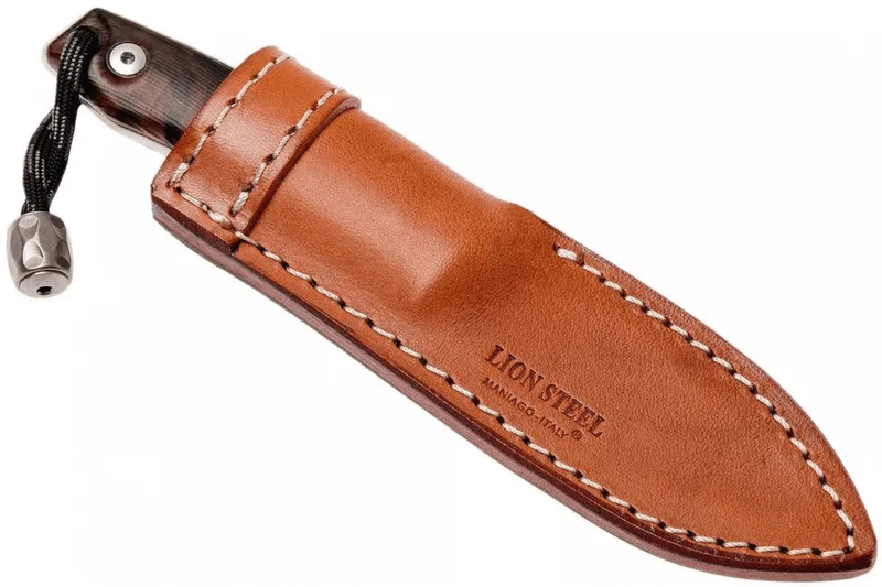 Couteau LionSteel M1.WN lame 7,5cm manche en bois de noyer + étui en cuir