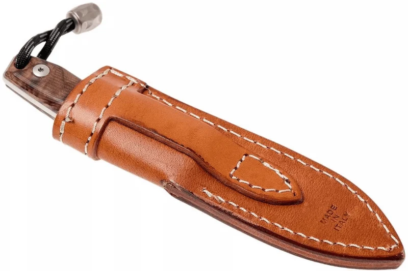 Couteau LionSteel M1.WN lame 7,5cm manche en bois de noyer + étui en cuir